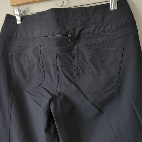 lululemon Womens Vintage RARE Black Wide Leg Low Rise Hiking Logo Sleek 31 - Picture 4 of 9